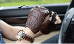 Detalles de la oferta de Venta al por mayor Nuevos Guantes de cuero 2018 Transpirable conducción Semi-Finger Masculino Guante de piel de cabra Venta al por mayor Nuevos Guantes de cuero 2018 Transpirable conducción Semi-Finger Masculino Guante de piel de cabra en oferta