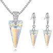 Fashion Accessories Crystal Triangle Spike Pendant Necklaces Piercing Earrings For Women Wedding Jewelry Sets 25258