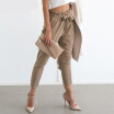 Womens High-Waisted Tie Front Harem Pants