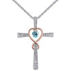 Crystal from Austria Elements Heart Cross Pendant Necklaces Vintage Retro Women Jewelry White Gold Plated 27993
