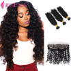 13x4Ear to Ear Lace Frontal Closure With 4 Bundles Brazilian Deep Wave Curly Virgin Hair Peruvian Indian Malaysian Human Hair Weav