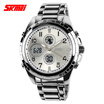 Military Style Dual Time Zones Analog-Digital Stainless Steel Wrist Watch