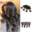 7A Brazilian Virgin Hair Loose Wave With Frontal Closure 4 bundles Brazilian Loose Wave With Ear To Ear Lace Frontal Closure 1B