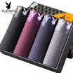 Playboy Mens Underwear Ice Silk Breathable Mesh Waist Youth Panties Mens Boxer Shorts 4 Pieces Black Black Blue Dark Gray Combination L