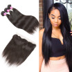 Glary Indian Beautiful Human Hair 13x4 Lace Frontal With Bundles Virgin Human Hair 3 Bundles With Lace Frontal Natural Black