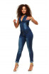 Jeans Womens Slim Sleeveless Slim Fit Siamese Jeans Form Womens Dark Blue