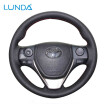 LUNDA Black Leather Car Steering Wheel Cover for Toyota Auris EZ RAV4 2013 Corolla 2013-2017 Hand-stitched steering wheel cover