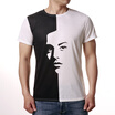Mens Contrast Color Short Sleeve Round Neck Printed T-Shirts