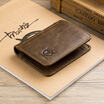 Bullcaptain Cowhide Short Wallets Vintage 8 Card Holder Coin Mens Fashion Purse