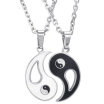 Hpolw 2pcs Mens&&Womens Stainless Steel Yin Yang Tai Chi Couples Pendant Necklace Set18&22 inch ChainValentines Gift