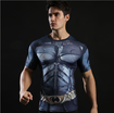 Summer Mens Fashion Compression T shirts Tights Long Sleeve Training Workout Round Necks 3D Superman Fitness Tee Shirts