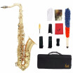 Sports & Entertainment Brass Bb Tenor Saxophone Sax Carved Pattern Pearl White Shell Buttons Wind Instrument with Case Gloves Clea