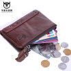 BULL CAPTAIN Vintage BIFOLD brand leather MEN wallets cowhide zipper SHORT money wallet hasp card holder small coin purse QB06