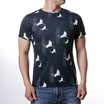 Mens O-neck Tops Wild Goose Bamboo Print Pullover T-Shirts