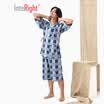 INTERIGHT home service mens cotton double-layer gauze breathable Japanese home short robe blue XL