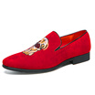 DJSUNNYMIX Brand New Fashion red Men Velvet Dress shoes Men Handmade Loafers Plus Size Mens Flats Size 38-45