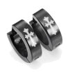 Hpolw Stainless Steel Cross Design Huggie Hoop Earrings - Various Designs Black 10mm