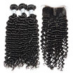 8A Malaysian Curly Virgin Hair With Closure 4 Pcs Lot 100 Malaysian Human Hair Weaves 3 Bundles And Lace Closures Natural Black