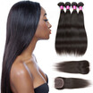 Brazilian Virgin Human Hair Straight Bundles with Middles Closure 100 Unprocessed Human Hair Bundles with Lace Closure