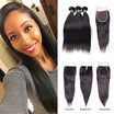 Star Show Hair Bundles With 4x4 Closure 3 Bundles Straight Human Hair with Crochet Closure Virgin Hair Bundles with Closur