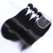 8A Brazilian Virgin Hair Straight 3 Bundles With Closure 100 Human Hair Weave&Closure 4 Pcslot Natural Black Hair Extensions