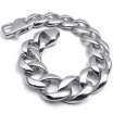 Hpolw Wide Chain type Polished made of solid silver Stainless Steel Biker Mens Lobster clasp Bracelet