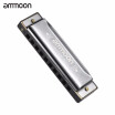 ammoon H1004 Portable Blues Harmonica Standard 10 Hole 20 Tone Harmonicon Mouth Organ with Case Key of C for Beginner Students Mus