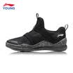 Li Ning official flagship store childrens shoes boys sports shoes set foot a pedal elastic webbing childrens sports shoes YKCN106-1 standard black standard white 38