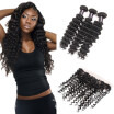 Ishow Hot Sell 7A Ear to Ear Lace Frontal Closure With 3Bundles Brazilian Virgin Hair Deep Wave Hair With Lace Frontal Closure