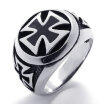 Hpolw Mens Ring Vintage fashion 316L Stainless Steel Silver& Black with a cut - out cross Width 18mm 071 inches