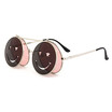 SHAUNA Cute Smiling Face Women Folding Punk Sunglasses Unique Men Double Lens Tinted Steampunk Glasses UV400