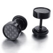 Hpolw Mens Stainless Steel Carbon Fiber Stud Earrings 8mm Black