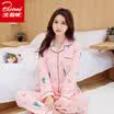 Arctic velvet cotton pajamas womens four seasons home service can be worn outside long-sleeved cardigan cotton casual home service suit B541102312-8 cute cactus L
