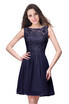 A-Line Short Sleeveless Bateau Chiffon Ruffles Lace Top Prom Dresses