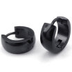 Hpolw Mens Stainless Steel Classic Plain Cambered Stud Huggie Hoop Earrings Set Black