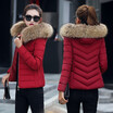 2018 winter womens hooded Slim thin cotton coat large fur collar cotton jacket