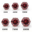 Hpolw Stainless Steel Round Cubic Zirconia Stud Earrings Set 1 Pair Red 3-8mm