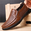 Mens breathable leather sandals leisure summer hollow mesh cool shoes