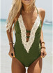 2018 Women One Piece Bikini Swimwear Halter Lace Backless Strappy Monokini Swimsuits Beach Wear