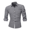 Mens Printed Striped T Shirt Casual Long Sleeve Shirt Tops