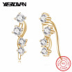 Fashion Blue Color Crystal Stone Star Clip Earrings for Women 925 Sterling Silver&Austria Zircon Model Jewelry Ladies Gifts