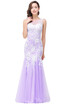 Babyonlinedress Mermaid Chiffon Elegant Scoop Appliques Pink Prom Evening Dresses