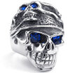 Hpolw Mens Stainless Steel charm Blue crystal eyes men Ring Gothic Tribal Skull Band sapphire ring