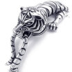 Hpolw Heavy Large Stainless Steel Gothic Tiger head Biker Silver&Black Mens Bracelet