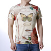 Round Neck Short Sleeves Feather Printed T-shirts