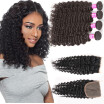 Glary 8A Indian Unprocessed Human Hair Bundles Deep Wave Hair 4 Bundles with Closure 100 Cheap Hair Weaves For Black Women