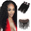 Ishow Cheap Good Quality 7A Ear to Ear Lace Frontal Closure With 3Bundles Malaysian Virgin Hair Curly Hair With Closure