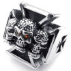 Hpolw Mens Cubic Zirconia silver&black Stainless Steel skullskeleton men Ring&Gothic Skull Cross rubiescrystal ring