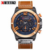 CURREN 8287 Top Brand Chronograph Quartz watches Men 24 Hour Date Men Sport Leather Wrist Watch