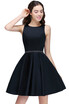A-Line Round Neck Short Dark Navy Homecoming Dresses With Crystal